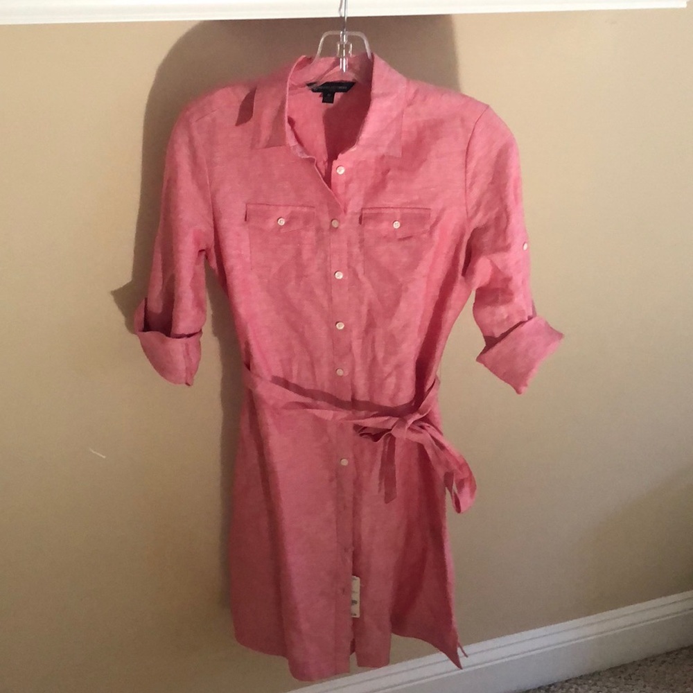 Brooks brothers pink button up shirt dress